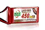 NXE Super-Nano 450mAh 30C LiPo battery with red glittery soft case and black and red power wires.