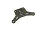 A black anodized aluminium front upper plate for a Kyosho RC car, featuring a flat, multi-holed design.