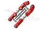 Two red anodized aluminium RC steering links with stainless steel hardware, featuring GPM branding and 7075-T6 markings.