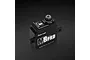 Power HD M8 Pro coreless servo in black casing with silver output gear, viewed from a high angle against a dark textured background.