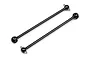Two black metal RC drive shafts with ball joints at each end, shown against a white background.