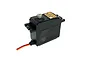 Savox SC-0252MG-Plus standard digital RC servo with a black plastic case and metal output gear, shown from a high-angle perspective.