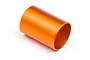 A small, cylindrical orange anodized aluminium pipe or spacer on a white background.