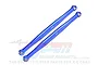 Two blue anodized aluminium steering tie rods from GPM Racing, featuring 7075 alloy markings and pre-installed pivot balls.