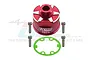 A red anodized aluminium differential case for RC cars by GPM Racing, including four mounting screws and a green gasket.