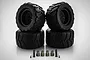 Rovan 4.7/5.5" Herringbone M/T Tyres On Black Rims - Glued Wheels 4Pcs 855561