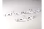 Three white MonTech F1 front wings for RC cars arranged on a white background.
