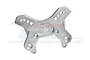 A silver GPM Racing aluminium front shock tower for RC cars, featuring multiple mounting holes and branded with GPM 7075.