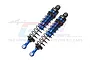 Two GPM Racing blue and black adjustable aluminium RC shock absorbers on a white background with a faint GPM logo watermark.