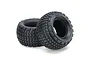 Two black Tamiya ST Block Bubble rear RC buggy tyres with a square tread pattern, shown against a white background.