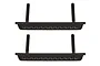 Two black plastic rock sliders for an RC vehicle, featuring a textured step surface and two mounting arms each.