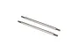 Two silver-coloured stainless steel threaded linkage rods for RC vehicles, shown against a plain white background.