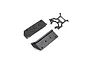Axial RC side skid plates and a rear chassis brace made of black molded plastic, shown on a white background.