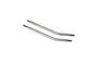Two stainless steel bent suspension linkages with threaded ends for RC vehicles.