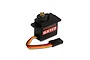Spektrum SX117 micro metal geared servo with black plastic casing, brass output gear, and a three-wire connector cable.