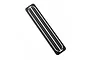 A single black stainless steel diamond plate rock rail for an RC vehicle, featuring a textured surface and engraved Yeah Racing branding.