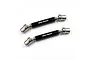Two black and silver Yeah Racing aluminium centre driveshafts for RC vehicles, shown against a white background.