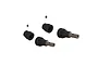 ARRMA CVD differential outdrives and wheel axles set including two black outdrive cups, two metal axle shafts, and two small grub screws.