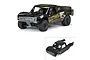 Pro-Line 1/7 1967 Ford F-100 Heatwave Black painted RC body shell shown on a truck chassis and as a standalone shell.