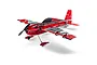 E-Flite Eratix 3D FF 860mm RC plane in red, grey, and black, featuring a flat foam design, propeller, and landing gear on a white background.