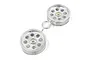 Two silver metal-plated RC buggy front rims connected by a plastic sprue on a white background.
