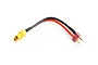 An RC battery adapter cable with a yellow XT60 female connector on one end and a red Deans male connector on the other, connected by red and black wires.