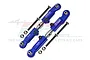 Two blue anodized aluminium adjustable camber links from GPM Racing with mounting hardware on a white background.