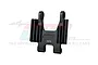 A black anodized aluminium GPM Racing faucet seat support part for RC motorcycles, featuring a machined design with GPM and 7075 branding.