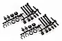 Two identical black plastic parts trees for HPI Nitro RS4 shock absorbers, featuring various suspension components on a white background.