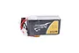 A Tattu 850mAh 11.1V 75C 3S LiPo battery with a soft case, featuring black and yellow branding and attached power and balance leads.