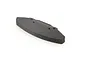 A black foam bumper for an RC car, featuring a curved front edge and four mounting holes, isolated on a white background.