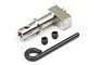 HPI Racing brake cam shaft set including a metal cam shaft, two small grub screws, and a black metal linkage rod.