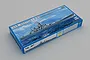 A studio shot of the Trumpeter 1/700 scale USS Missouri BB-63 battleship plastic model kit box, showing artwork of the ship at sea.