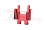 A red anodized aluminium RC motorcycle part, specifically a faucet seat support, featuring GPM branding and 7075 alloy marking.