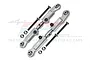 Two silver aluminium adjustable camber links by GPM Racing with included screws and nuts against a white background.