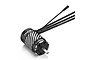 Hobbywing EzRun 5690SD G2 1250Kv sensored brushless motor with black and white striped heatsink casing and attached wires.