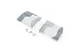 A replacement horizontal stabiliser set for an RC plane, featuring grey and light grey camouflage foam parts, plastic control horns, and small screws.