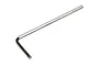 A silver-coloured L-shaped hex wrench isolated on a white background.