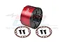 GPM Racing red aluminium and black steel differential case with gaskets and screws on a white background.
