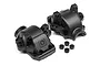 Two black plastic differential covers and four small black bushings for HPI RS4 Sport 3 RC car.