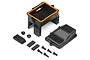 HPI Racing RS4 Sport 3 receiver box set including black plastic housing, lid, screws, and foam pads.