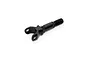 A black Hudy spring steel lightweight drive axle for RC cars, shown against a plain white background.
