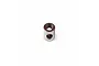 A small cylindrical metal driveshaft coupling with internal threading and a side hole, isolated on a white background.