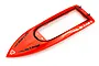 A bright red UDI RC boat cabin cover with black RAPID branding and a black foam seal on a white background.