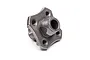 A grey metal spur gear hub for HPI RS4 Sport 3 RC cars, featuring a four-hole mounting flange and a central shaft.