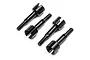 Four black metal axle shafts for HPI RS4 Sport 3 RC cars, arranged on a white background.