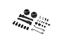 Losi Lean Bar Set for RC motorcycle including plastic arms, rubber bumpers, metal rods, and various small hardware components on a white background.