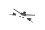 Losi RC motorcycle handlebar set including central bar, two brake lever assemblies, and two small washers on a white background.