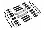 HPI Racing suspension pivot block set for RC cars including metal pivot blocks, plastic inserts, and screws on a white background.