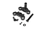 Losi Triple Clamp Set for RC motorcycle, including upper and lower clamps, steering stem, screw, and washer on a white background.
